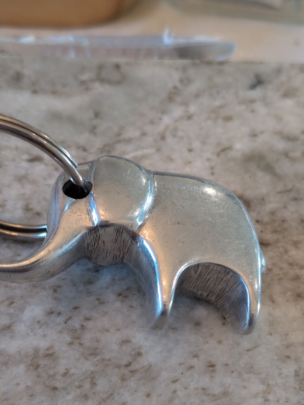 Silver Elephant Keychain Charm